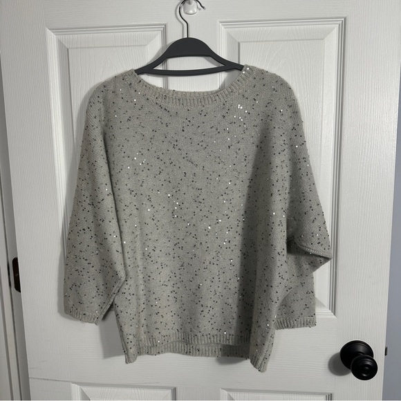 Fabiana Filippi Sweaters - Fabiana Filippi cashmere sweater, gray with sequins, dolman slv., XXS